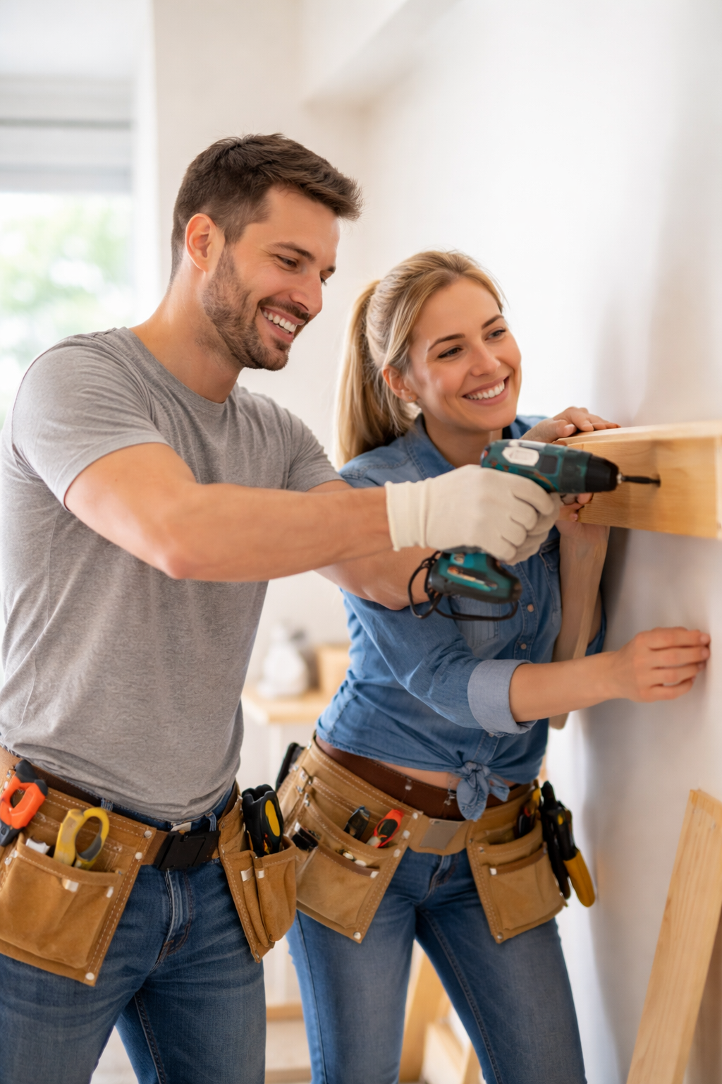 Handyman team working on installation